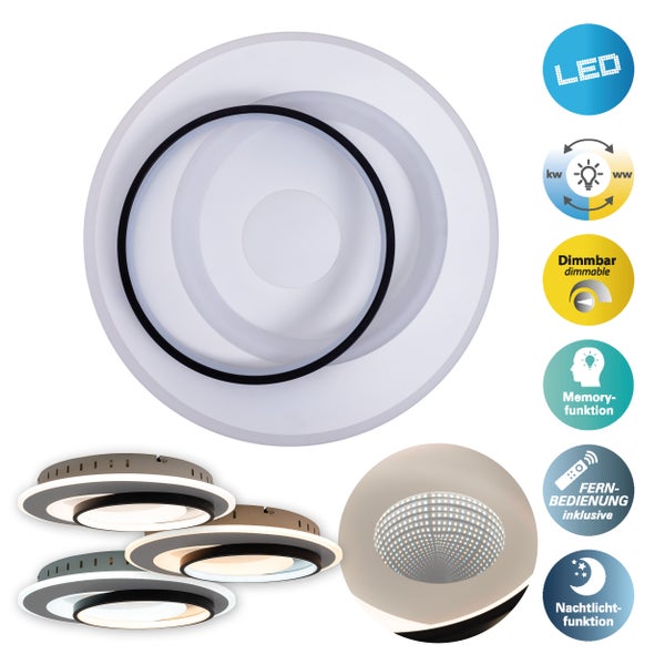 LED Deckenleuchte mit Dimmfunktion, Memory Funktion, Fernbedienung und Nachtlichtfunktion