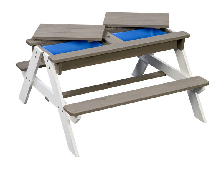 Picknicktisch mit integrierten, abdeckbaren Wannen