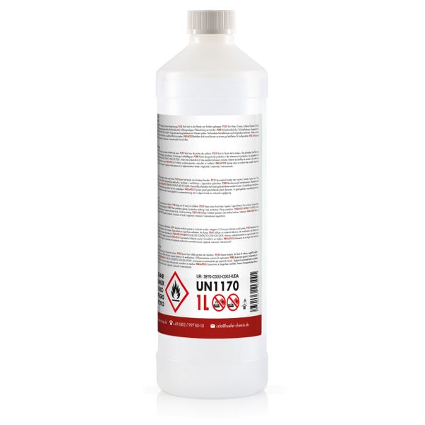 Ein Liter Behälter mit Gefahrenhinweisen