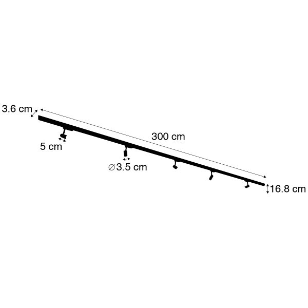 Modernes Schienensystem schwarz 5-Licht 3-Phasen rechts - Jeany