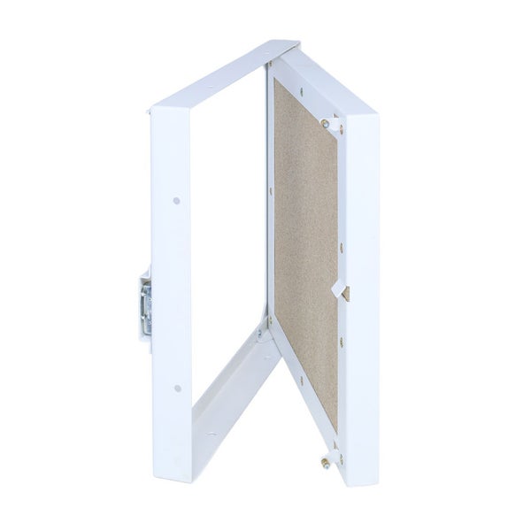 Quadratischer Wandklapptisch mit stabiler Metallhalterung und robuster Tischplatte für platzsparende Wandmontage.