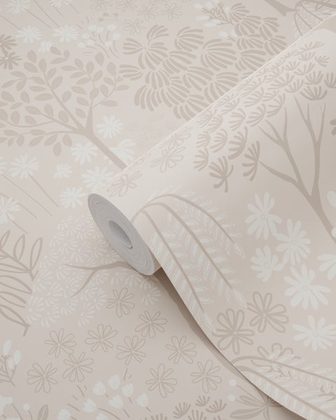 ESTAhome Tapete Bäumen und Blumen Beige - 50 x 900 cm - 131648