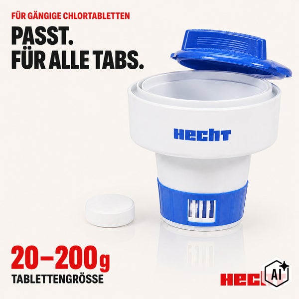 Hecht Dosierschwimmer für Chlortabletten von 20 bis 200 Gramm für Poolwasserpflege