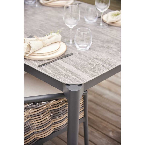 Bo Gartentisch 104x204cm schwarz,grau,Stein dekor. 205 X 104 X 75 cm