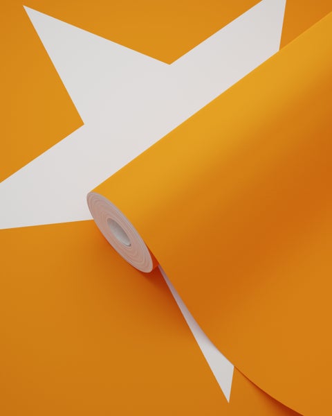ESTAhome Tapete Sterne Orange und Weiß - 53 cm x 10.05 m - 115873