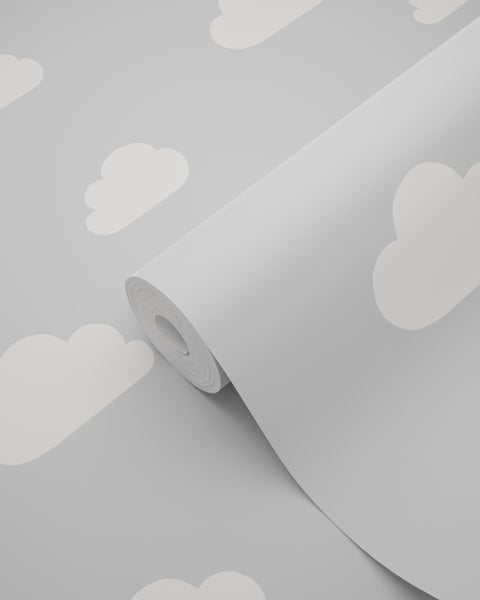 ESTAhome Tapete kleine Wolken Grau - 53 cm x 10.05 m - 139560