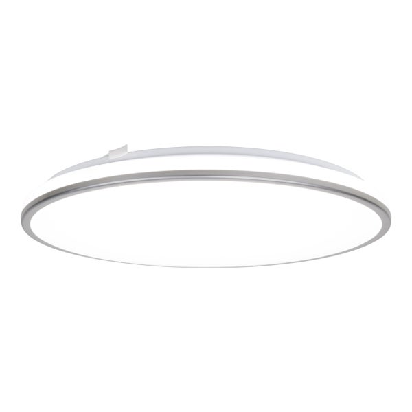 Runde LED-Deckenleuchte mit silberfarbenem Rahmen