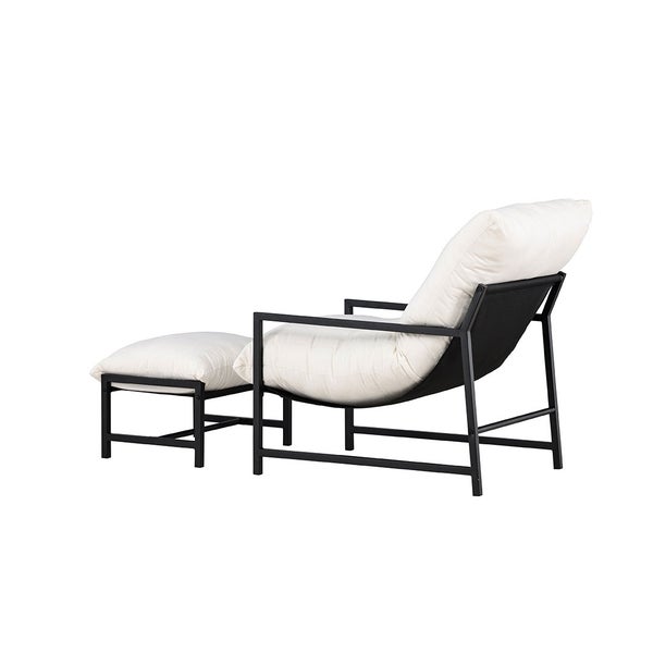 Corso Loungesessel mit Fußhocker schwarz. 67 X 128 X 68 cm