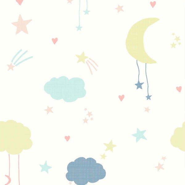 Tapete mit Sternen, Monden und Wolkenmuster