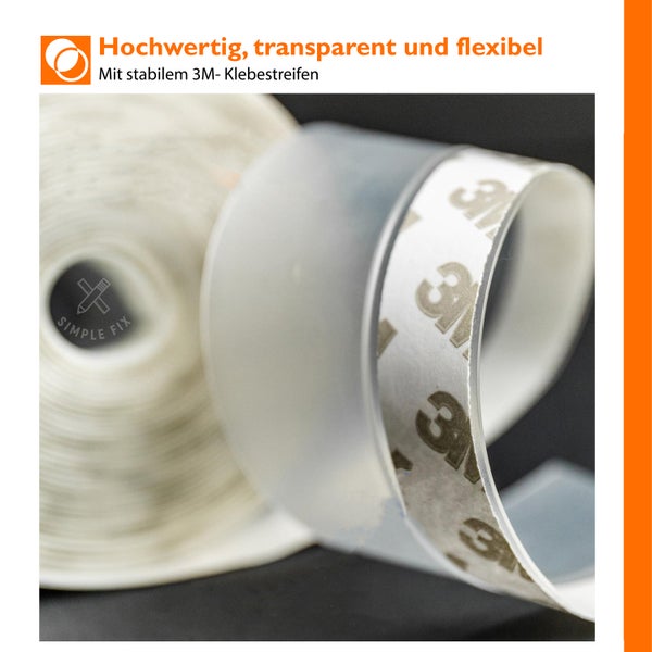 Simple Fix Zugluftstopper für Türen - 500 cm x 2.5 cm - Türdichtung - Zugstopper Haustür und Fenster, Windstopper - Tür Dichtungsband Selbstklebend und Isolierend - Transparent