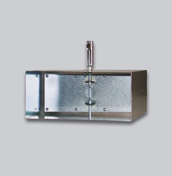 Rechteckiger Luftkanalverbinder aus verzinktem Stahlblech mit integriertem Drosselklappenmechanismus