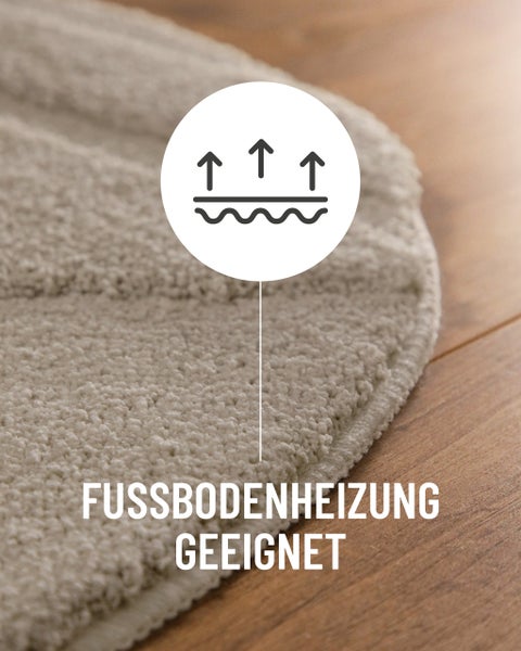 Symbol für Fußbodenheizung geeignet auf einem Teppich.
