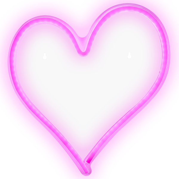 LED-Neonleuchte in Herzform, pinkfarbene Wanddekoration.