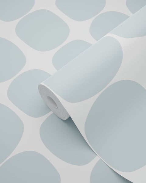 ESTAhome Tapete grafisches Motiv Hellblau und Weiß - 53 cm x 10.05 m - 139088
