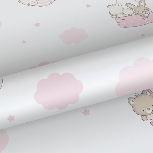Sanders und Sanders Tapete Tiere Rosa und Weiß - 53 cm x 10 m - 640446