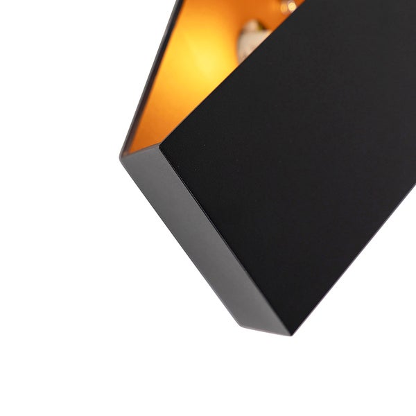 Design Wandleuchte Schwarz mit Goldener Innenseite - Fold