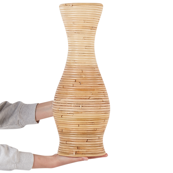 Dekorative, hohe Vase aus Rattan