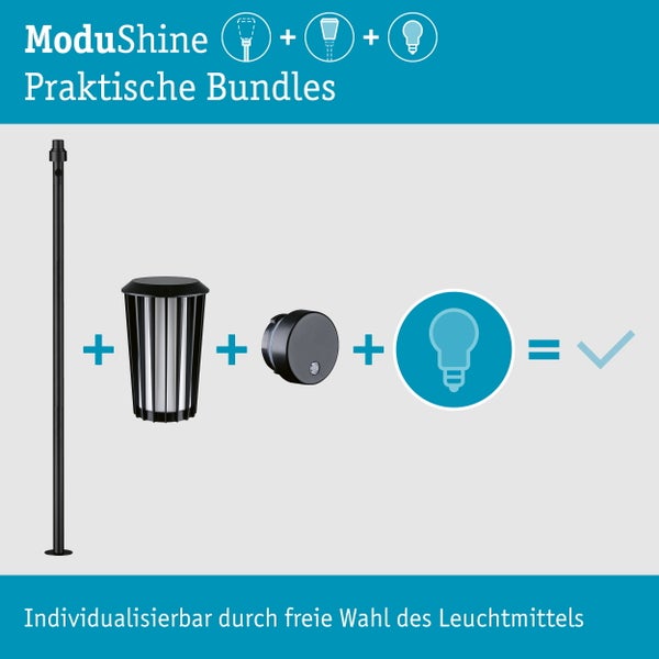ModuShine Leuchten Set bestehend aus Wandhalterung, Lampenschirm und Leuchtmittel mit Auswahlmöglichkeit.