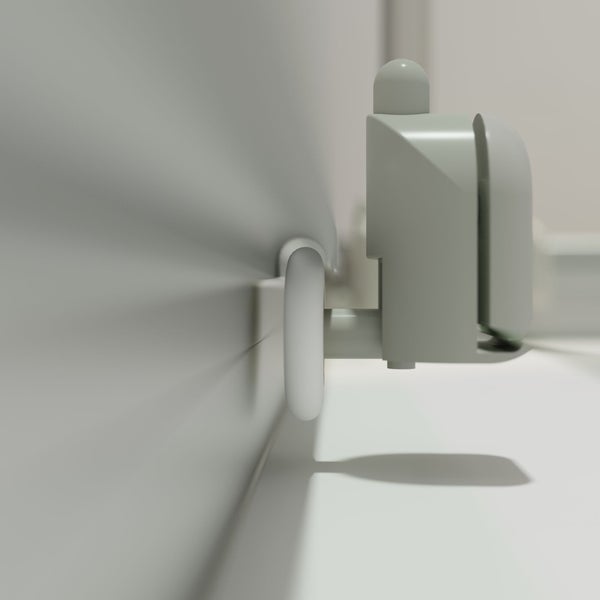 Detailaufnahme einer Rollenführung für Schiebetüren.