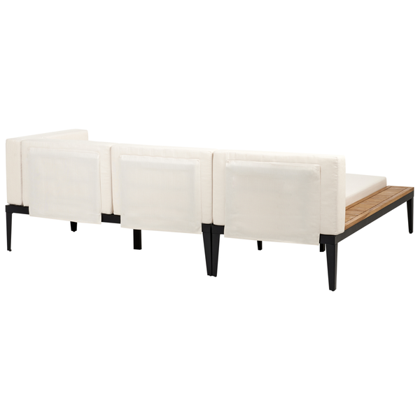 Garten Ecksofa mit Tisch 3-Sitzer BRACCIANO rechtsseitig zertifiziertes Akazienholz Hellbeige