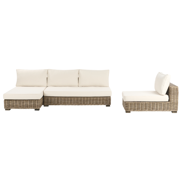 Lounge Set mit Tisch 4-Sitzer VARALLO rechtsseitig modular Rattan Grau