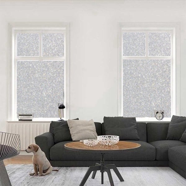 Simple Fix Fensterfolie - Glitzerfolie 45 x 200 cm - Sichtschutzfolie Fenster Folie, Isolierfolie - Fensterfolie Blickdicht Selbsthaftend - Glitzer