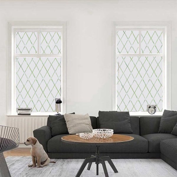 Simple Fix Fensterfolie - Diamantdruck 45 x 200 cm - Sichtschutzfolie Fenster Folie, Isolierfolie - Fensterfolie Blickdicht Selbsthaftend - Kariert