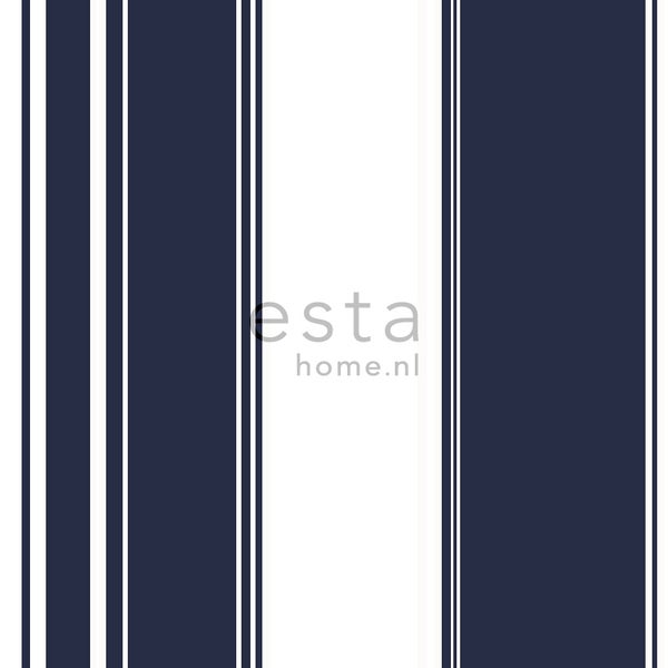 ESTAhome Tapete Streifen Marineblau - 53 cm x 10.05 m - 136417