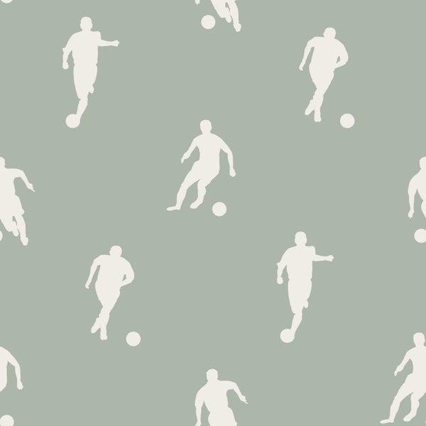 ESTAhome Tapete Fußballspieler Mintgrün - 53 cm x 10.05 m - 139505
