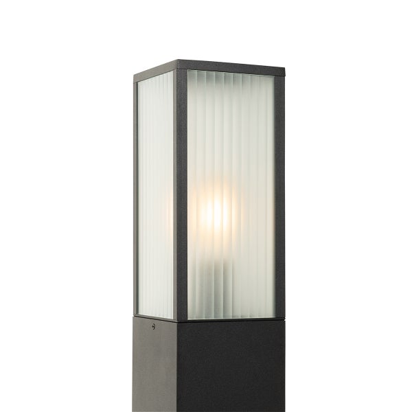 Stehende Außenleuchte schwarz mit geripptem Glas 80 cm IP44 - Charlois