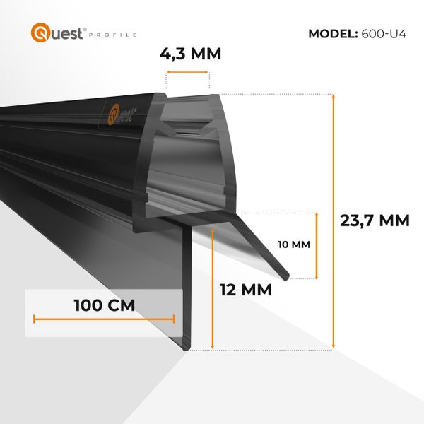 Quest Profil Model 600-U4 mit Maßangaben