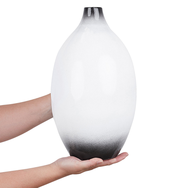 Dekovase BAEZA Keramik 36 cm Weiß