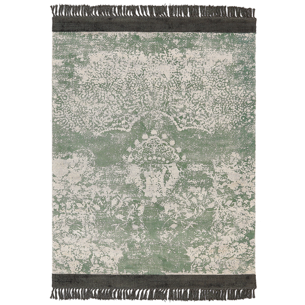 Teppich Viskose grün / beige 160 x 230 cm cm orientalisches Muster Kurzflor AKARSU