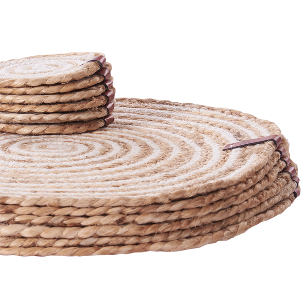 Tischset mit Untersetzern 12-teilig QUININE Naturfarben Jute
