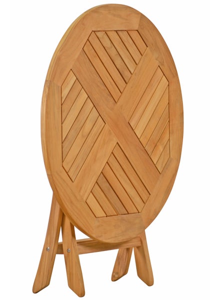 Klapptisch Holz Garten Terrasse Camping Teak Tisch praktisch klappbar Balkontisch rund 90 cm wetterfest massiv premium