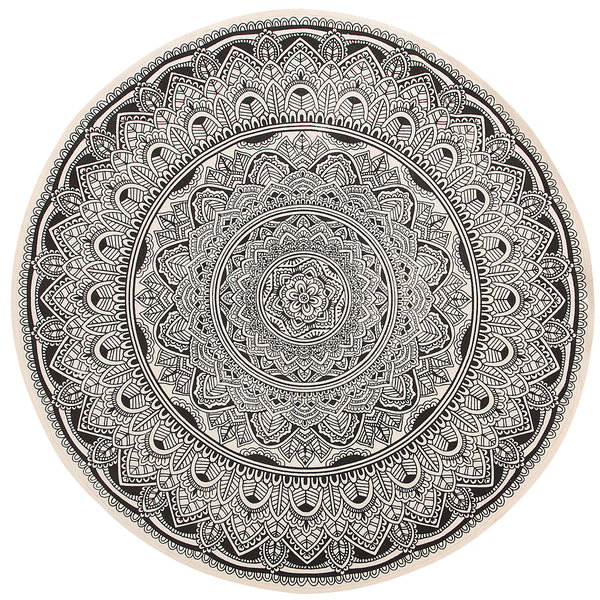 Teppich schwarz/creme Baumwolle ø 120 cm Mandala-Muster HIZAN