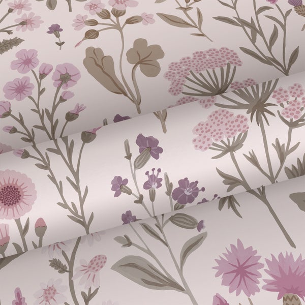 Sanders und Sanders Tapete Feldblumen Violett - 50 x 900 cm - 935377