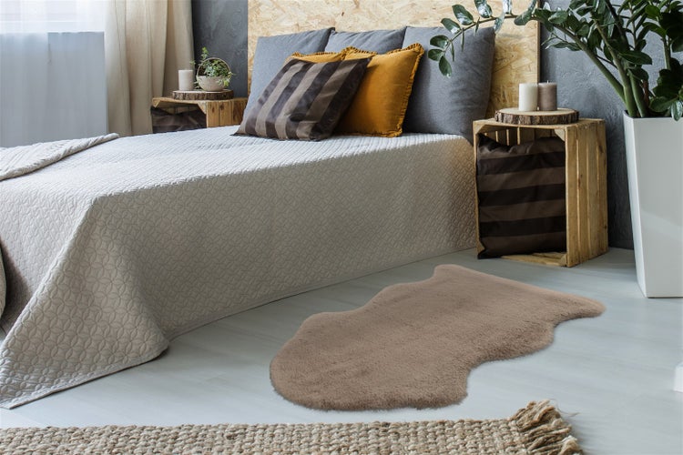 Hochflor Teppich Xenia Taupe Uni 60 x 90 cm