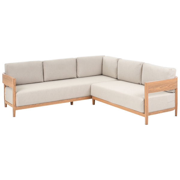 Garten Ecksofa mit Tisch 5-Sitzer SAMPIERI linksseitig Metall Hellbraun