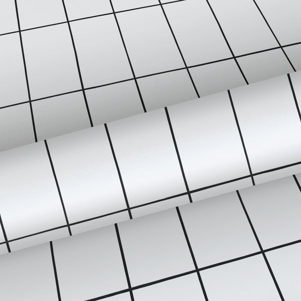 Walls4You Tapete Karomuster Schwarz-Weiß - 53 cm x 10.05 m - 935312