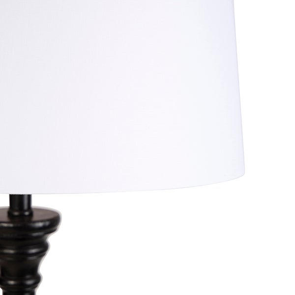 Stehlampe schwarz mit Leinenschirm weiß 45cm - Classico
