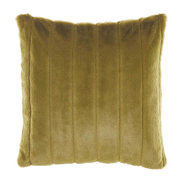 Dekokissen 2er Set PUMILA Webpelz 45 x 45 cm Olivgrün Streifenmuster