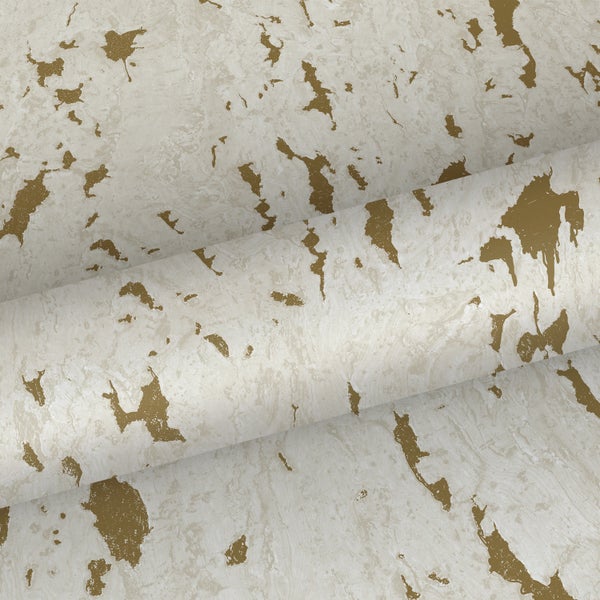 ESTAhome Tapete Kork Crême-Weiß und Gold - 50 x 900 cm - 139335