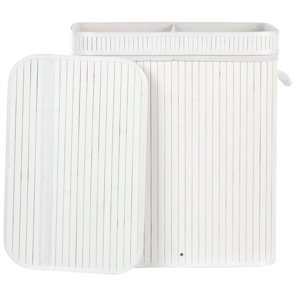 Korb mit Deckel Bambusholz weiß rechteckig KALTHOTA