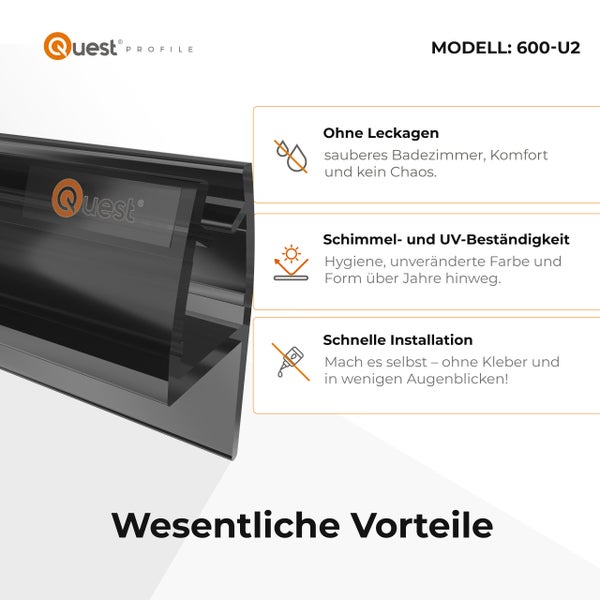 Quest Profile Badezimmerprofil Modell 600-U2 mit Vorteilsbeschreibungen
