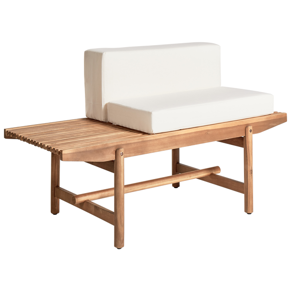 Gartenbank mit Auflage GIAVENO 135 cm Akazienholz Cremeweiß