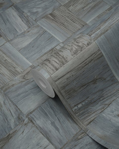 Origin Wallcoverings Tapete quadratische Holzstücke Hellgrau - 53 cm x 10.05 m - 347514