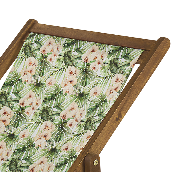 Set mit 2 klappbaren Liegestühlen ANZIO mit Ersatzstoffen Blumenmuster Akazienholz Hellbraun