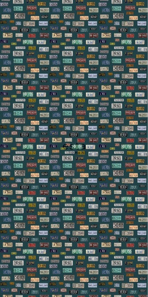 ESTAhome XXL-Vliestapete Nummernschilder im Vintage-Look Petrolblau - 50 x 900 cm - 158502