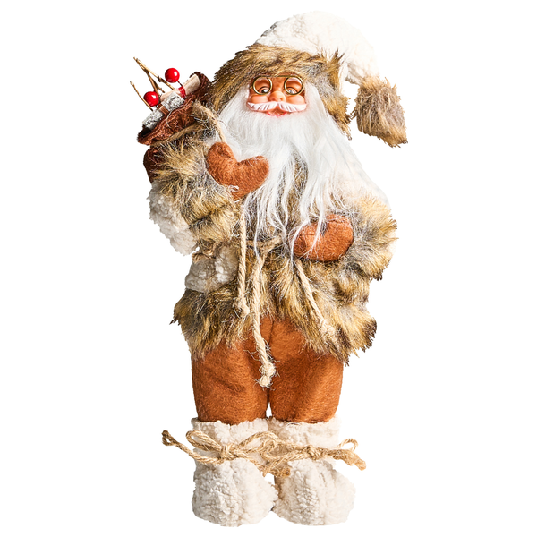 Dekorativer Weihnachtsmann mit Fellimitat und Sack